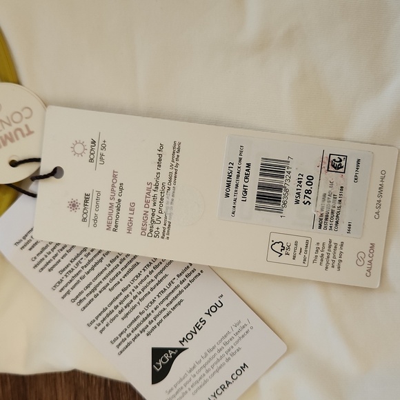 NWT Calia Halter Racerback Light Cream One Piece, size 12 - Picture 9 of 15